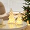Set of 2 Ceramic Christmas Trees with Lights Tabletop Decor (Glossy White)